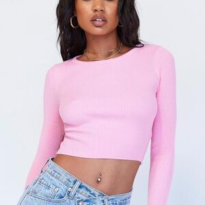 Princess Polly Light Pink Ribbed Crop Top
